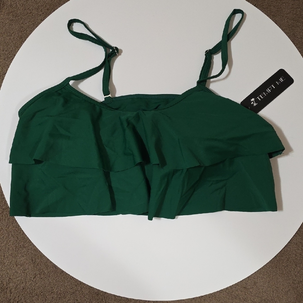 Tempt Me Green Ruffle Bikini Top